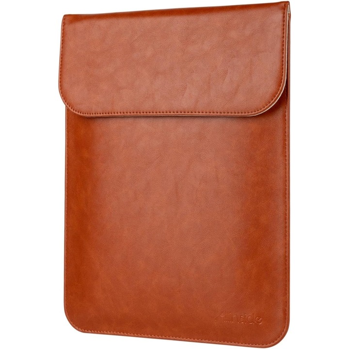Husă Laptop 13-13.3 inch Allinside, impermeabilă, piele ecologică, maro, 34.5x26cm