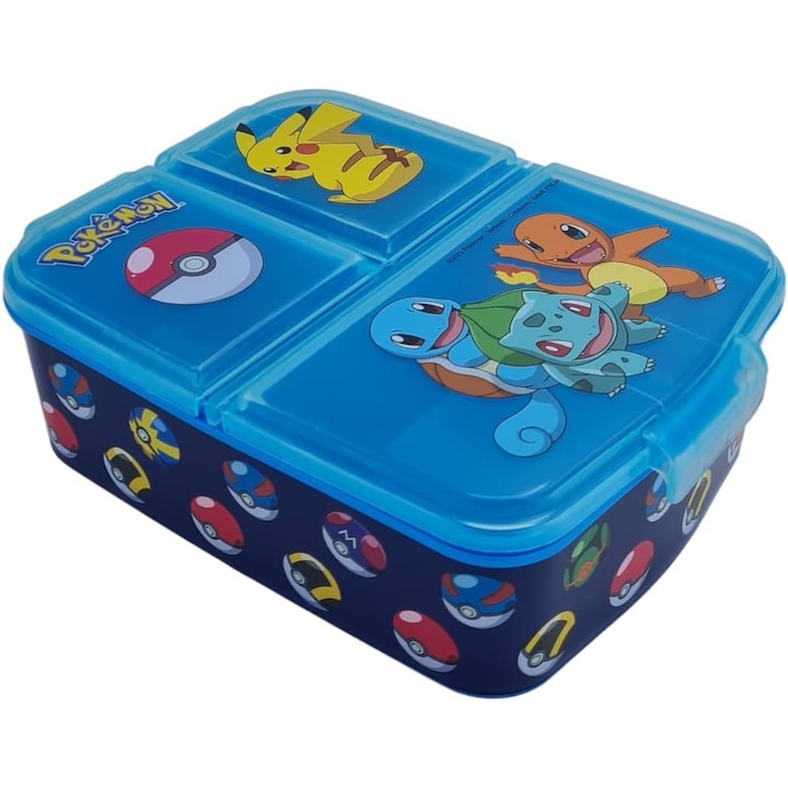 Кутия за обяд Pokemon, 3 отделения, 6x16x19 см, правоъгълна