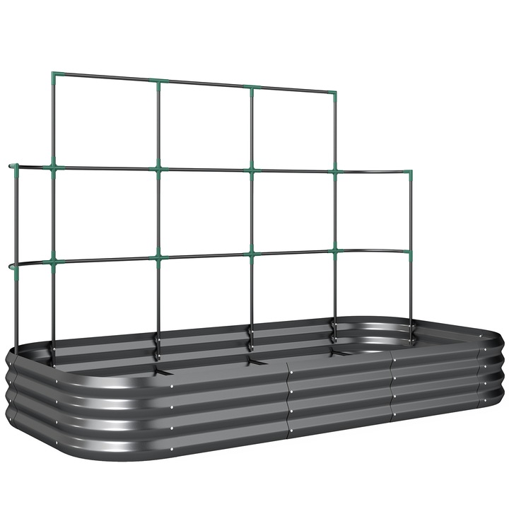 Jardiniera Multifunctionala pentru Gradina, Outsunny, Metal galvanizat,220L x 110l x 150h cm, Gri inchis