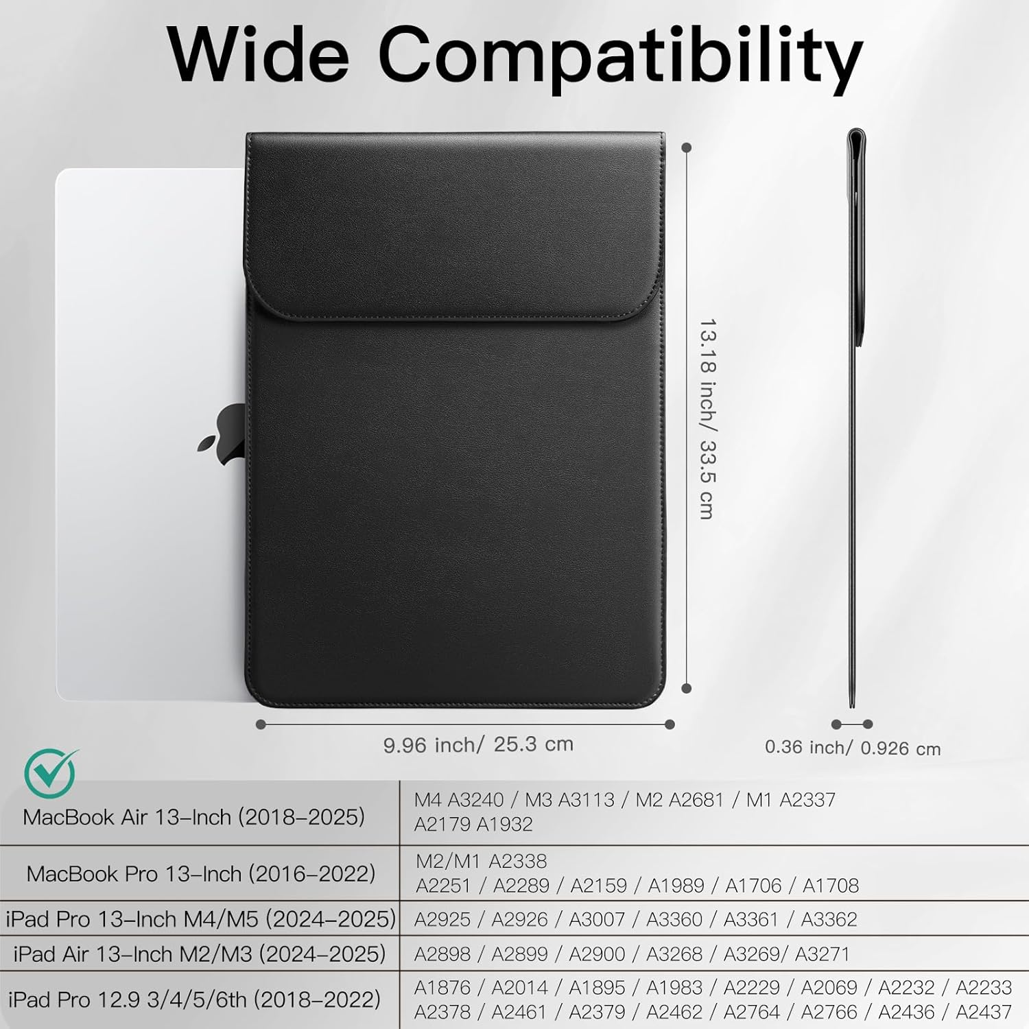 Husa Subtire Piele PU pentru MacBook Air/Pro 13 inch - Negru