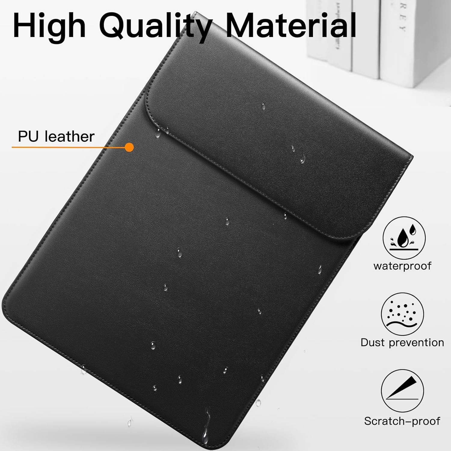 Husa Subtire Piele PU pentru MacBook Air/Pro 13 inch - Negru