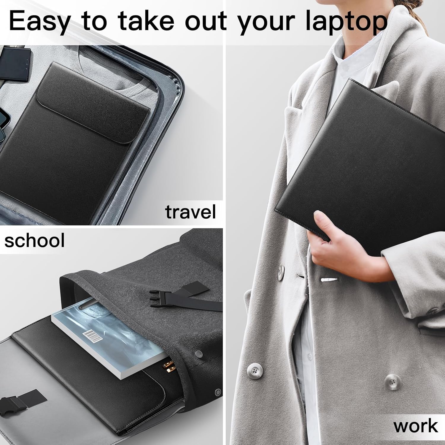 Husa Subtire Piele PU pentru MacBook Air/Pro 13 inch - Negru