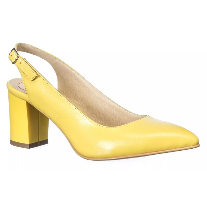 Дамски сандали от естествена кожа - Жълти - A91 G, Жълт, 37