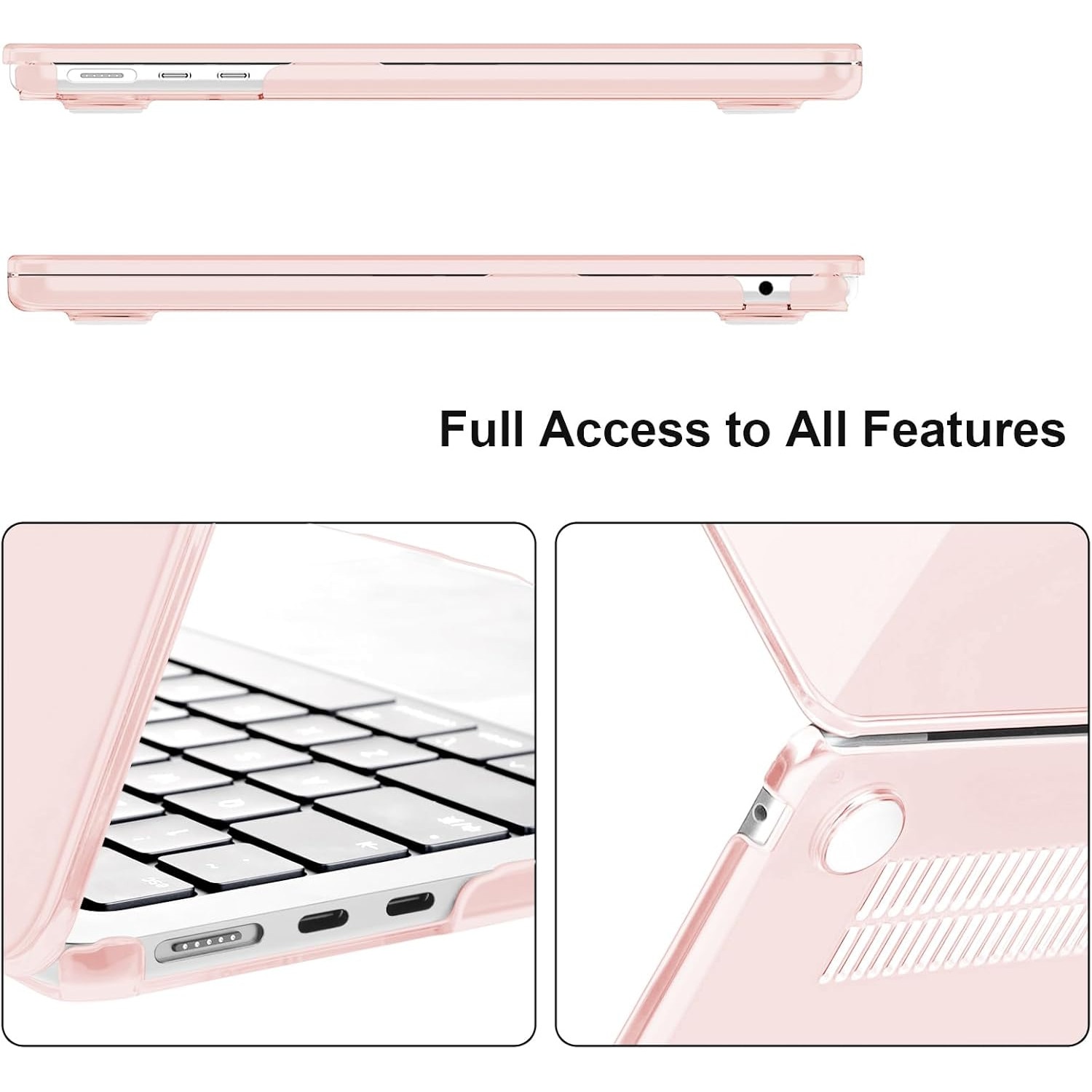 Husa TECOOL pentru MacBook Air 15" M4/M3/M2 (2023-2025), roz transparent