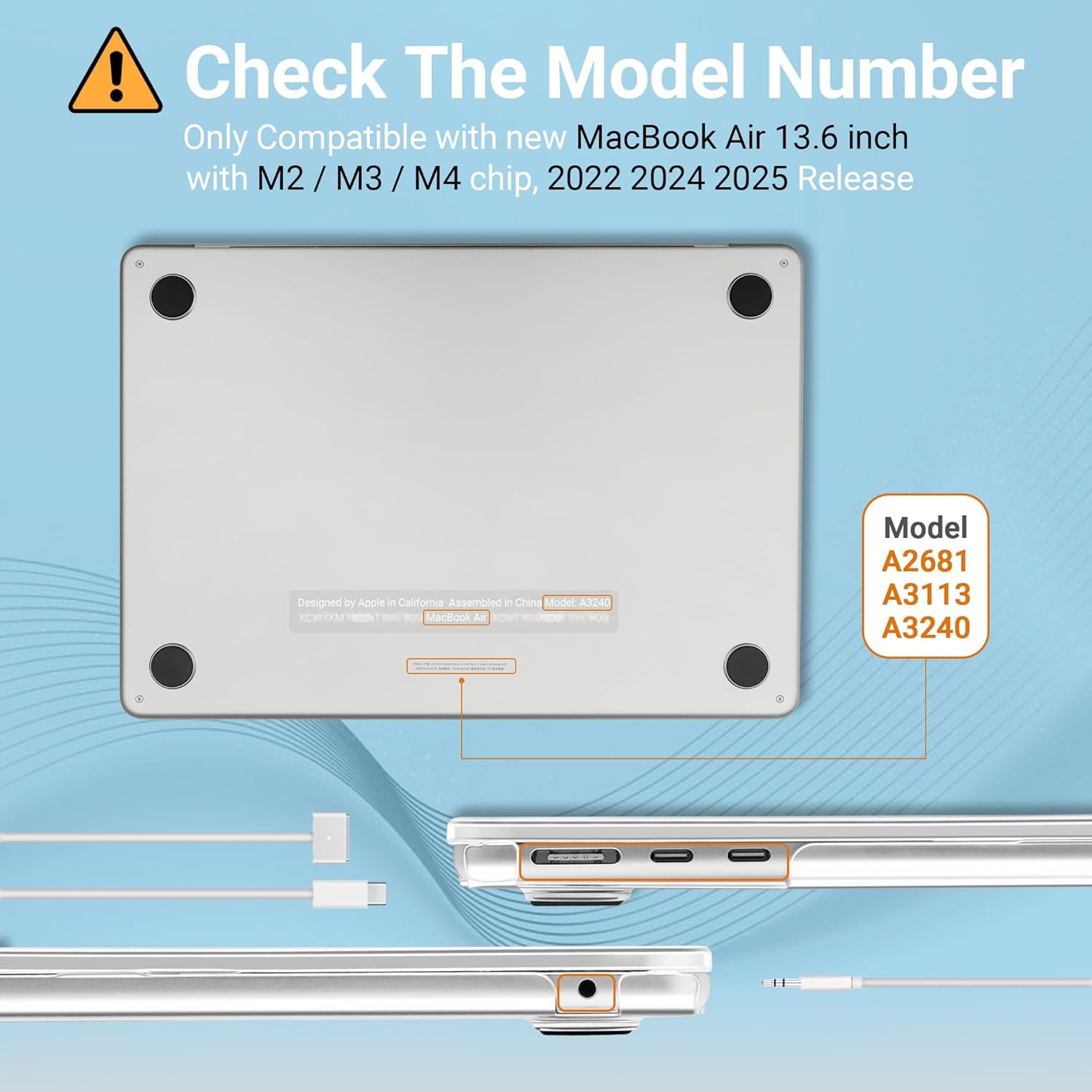 Husa TECOOL pentru MacBook Air M4/M3/M2 13.6" - Roz Transparent