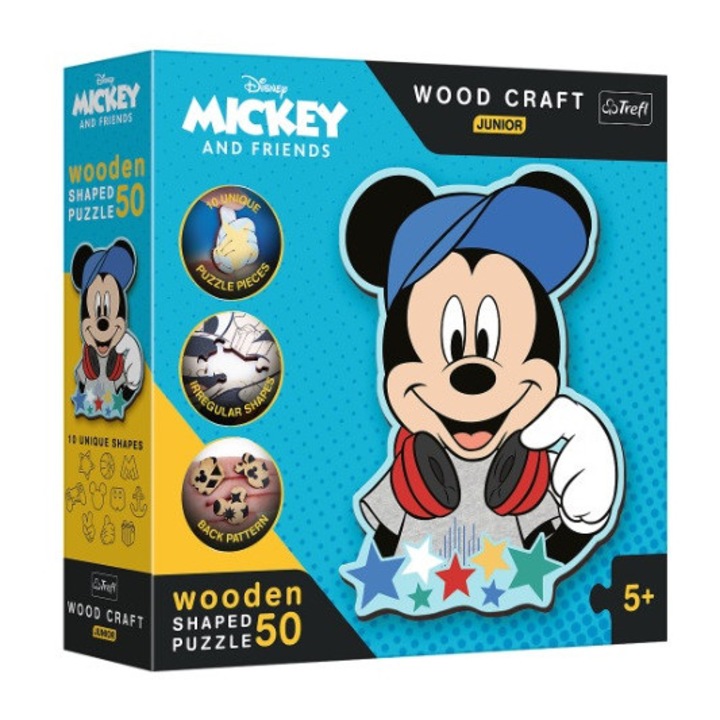 Puzzle 50 darabos, Mickey egér, Trefl, fa, többszínű