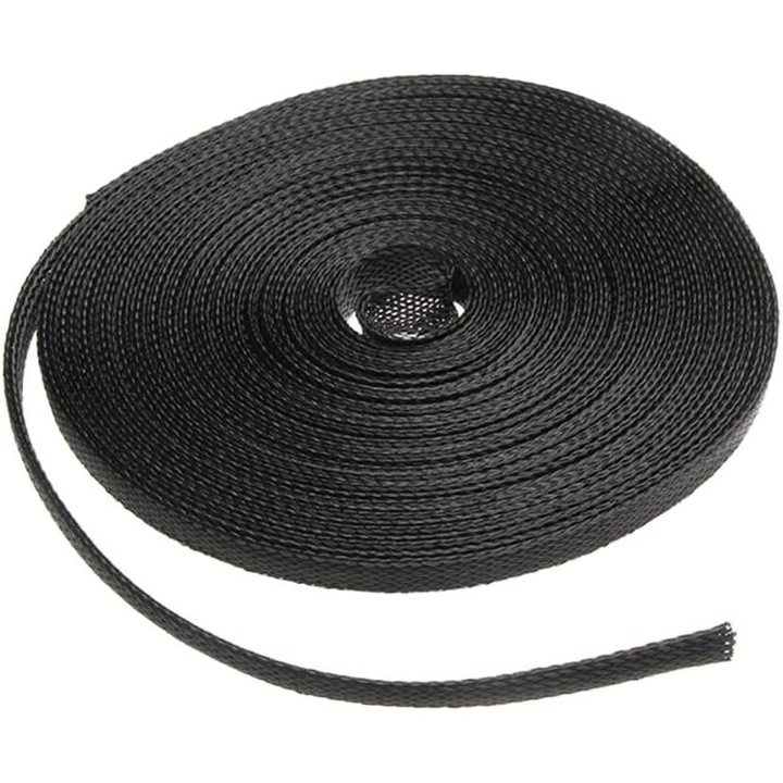 Manson Cablu Impletit PET 4mm Negru, 10m - Protectie Flexibila