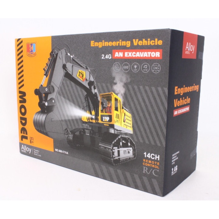 Excavator RC 689-711A 689-811A, utilaje constructie de jucarie, multicolor