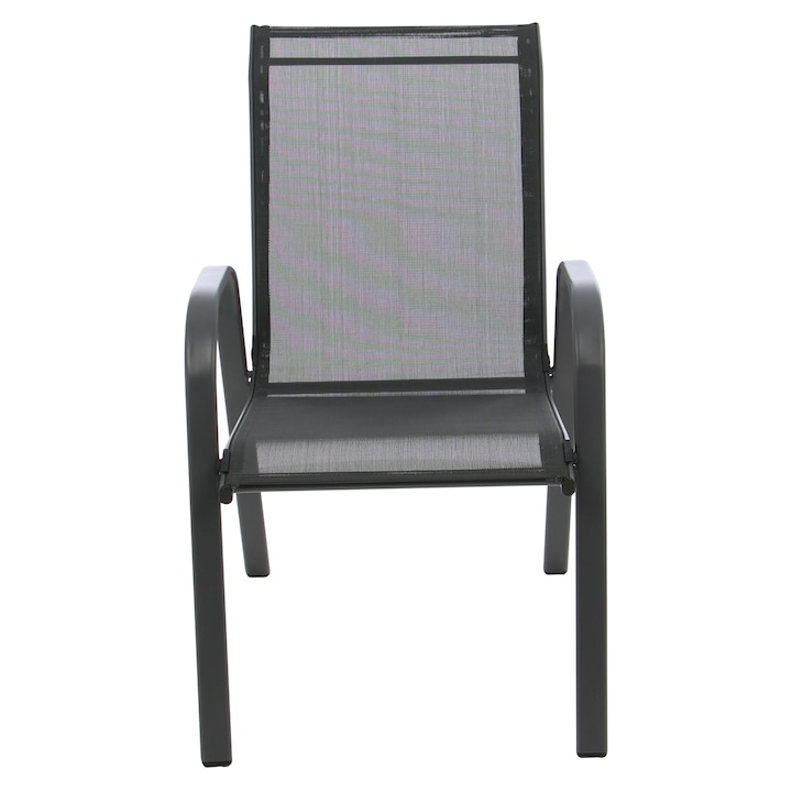 Scaun de gradina / terasa, fix, BE-002, metal + textilen, negru