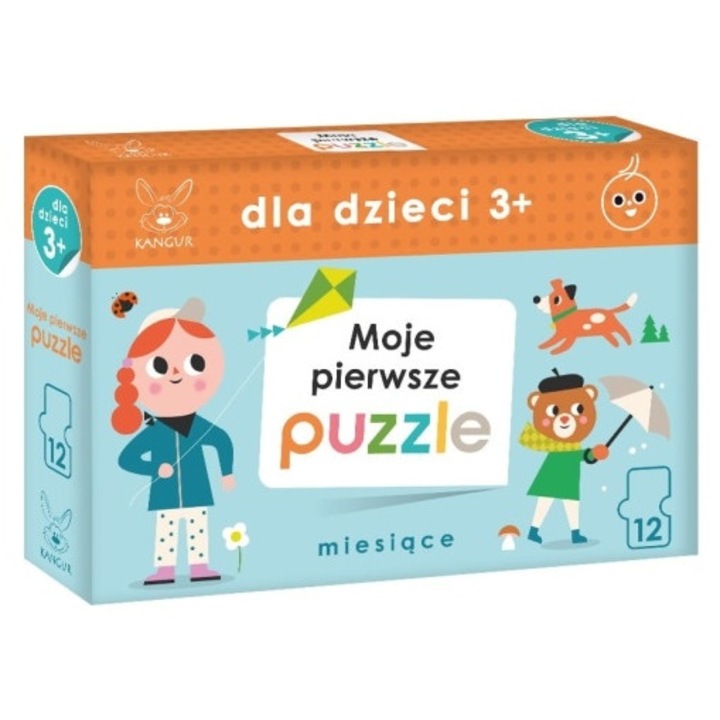 Puzzle gyermekeknek 3+, Első puzzlem hónapok, 12 darab, 80cm+, többszínű