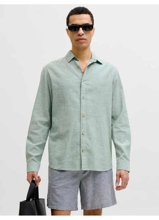 Cămașă bărbați, Jack & Jones, regular fit, verde prăfuit, Verde