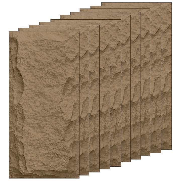 Set 5 Placi Decorative pentru Exterior Teno®, durabile, waterproof, rezistente la foc, suprafata acoperire 3.6 mp, 120 x 60 cm, maro