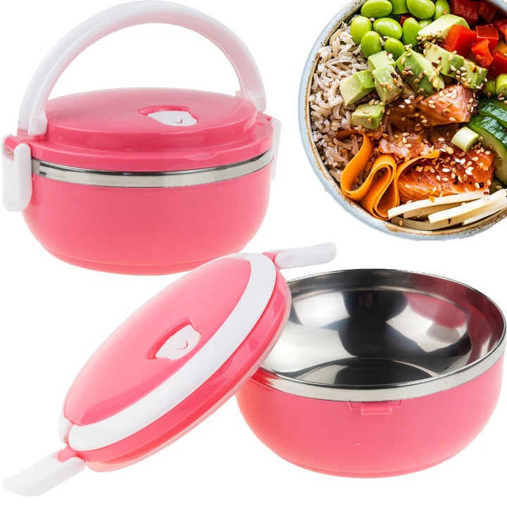 Ebédlődoboz, rózsaszín, 0,7L, dupla falú