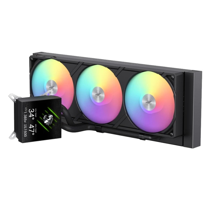 Охладител за процесор Gamemax водно охлаждане Water Cooling GLACIER 360 LCD BK - Addressable RGB 9503-0100R0057