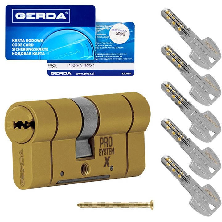 Cilindru de usa antiefractie 30x30mm mosiad Prosystem X, 5 chei, certificat C KL 6.2