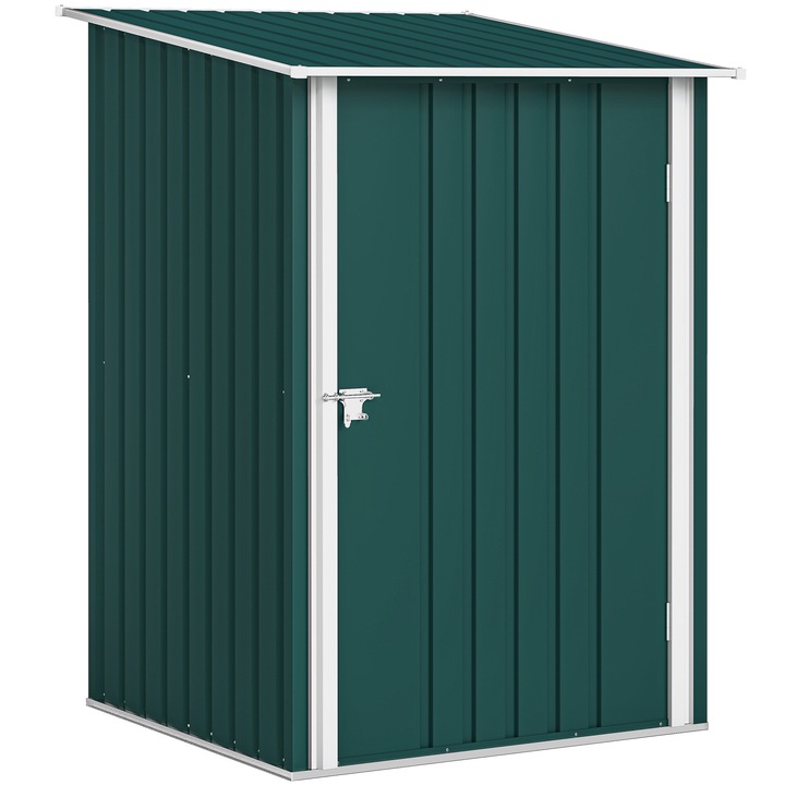 Casuta de depozitare pentru gradina, Outsunny, Otel galvanizat, 100L x 104l x 160I cm, Verde