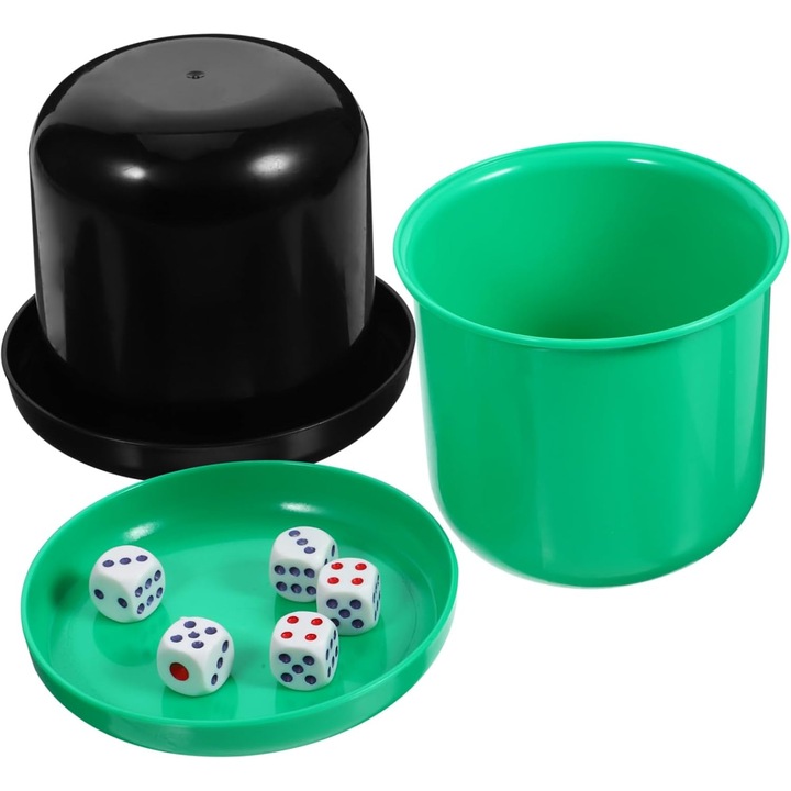 Joc de societate, BESPORTBLE, set cu 5 cupe și 25 zaruri, copii, multicolor