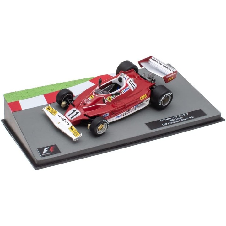 Miniatură mașinuță Ferrari 312 T2, 1/43, Niki Lauda, metal, cutie de expunere