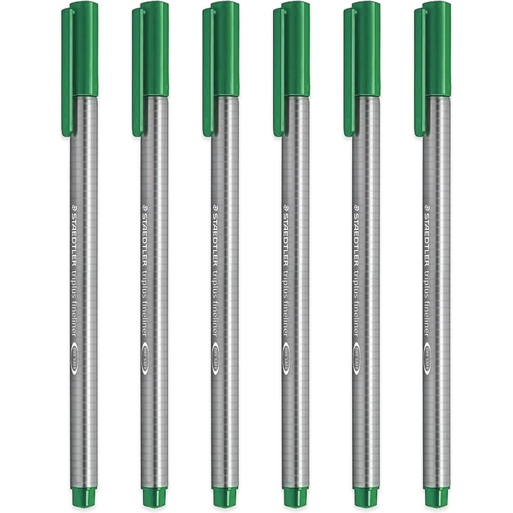 Set 6 Pixuri Staedtler Triplus Fineliner, 0.3 mm, Verde