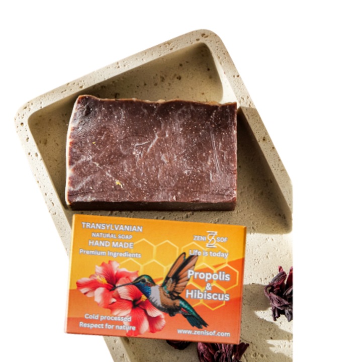 Sapun Natural Zenisof Propolis & Hibiscus, 90g, unisex, solid