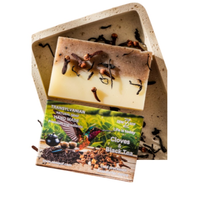 Sapun Natural Zenisof Cuisoare & Ceai Negru, 90g, unisex, solid