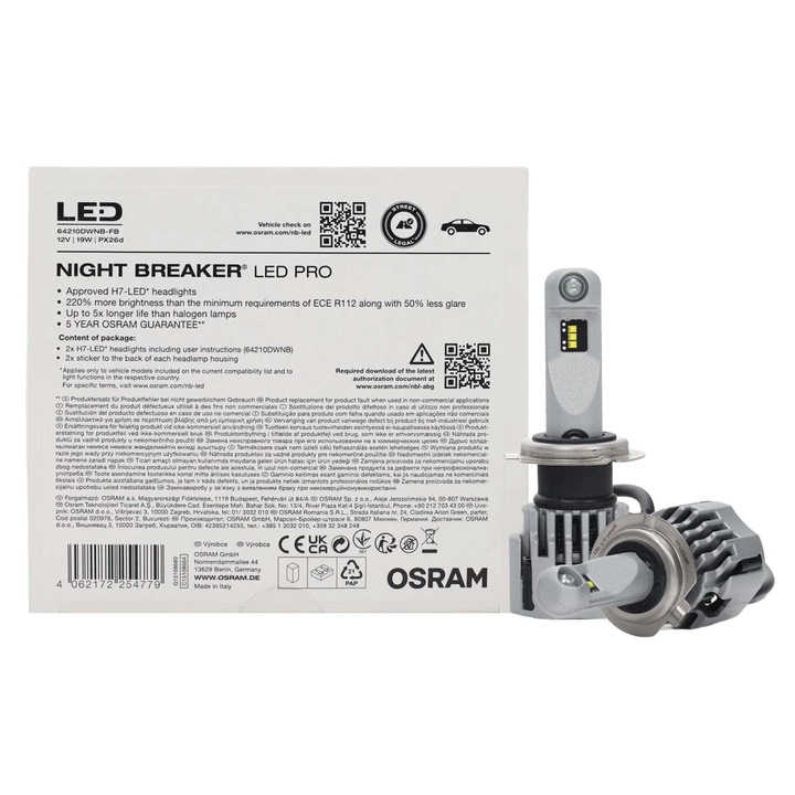 LED крушки за кола, Night Breaker LED Pro H7, 6000K, комплект 2 бр.