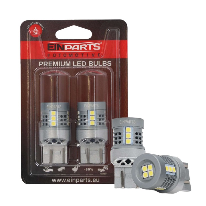 LED крушки за кола EP AUDIO W21/5W 7443, 6000K, комплект 2 бр, T20, алуминий