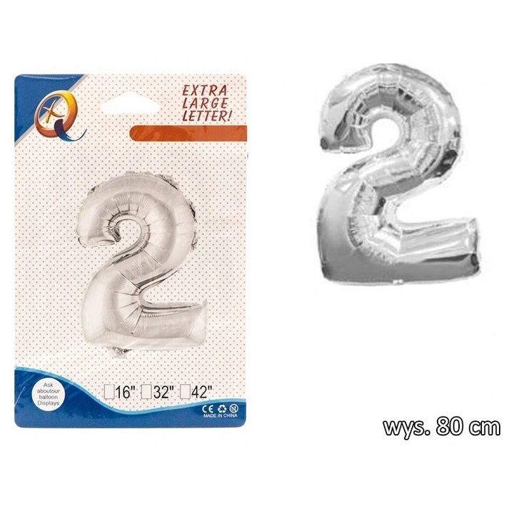 Fólia lufi, Luka, szám 2, 80cm, ezüst