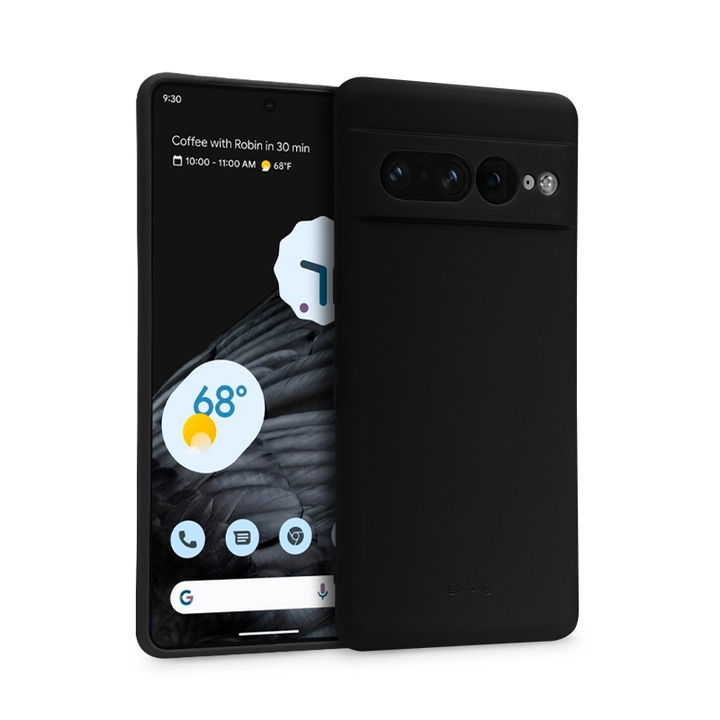 Husa telefon Crong Color Cover pentru Google Pixel 7 Pro, silicon, neagra, flexibila