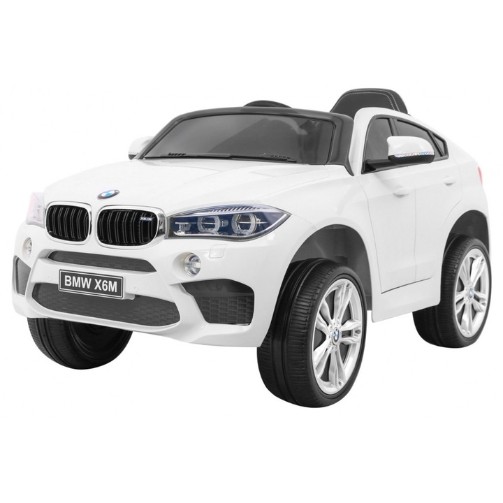 Masinuta electrica BMW X6M, 2 x 45W, alb, 116x77x60cm, cu telecomanda