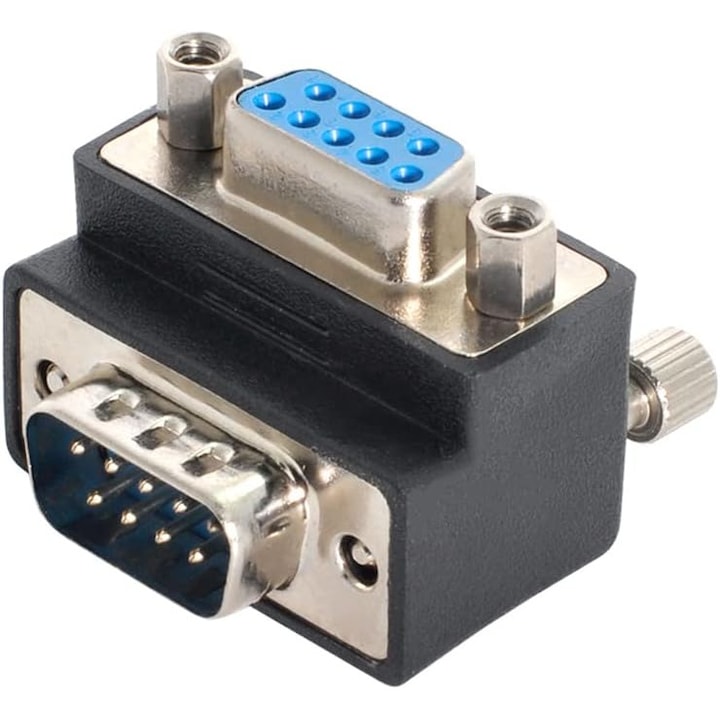 Adaptor Serial DB9P Unghi Drept M/F Extensie RS232 90 grade