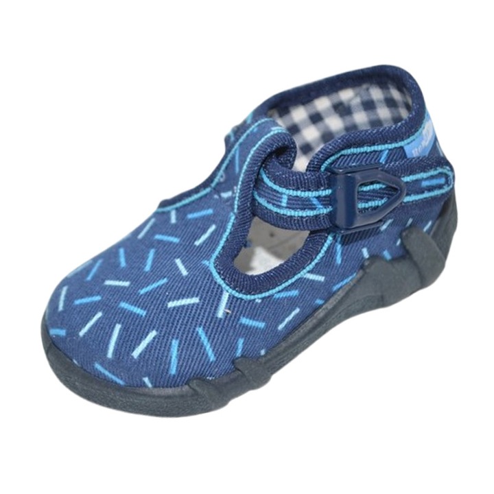 Pantofi ortopedici, din panza, model cu linii, pentru baieti, Renbut RNBL2502-19, Albastru 126490