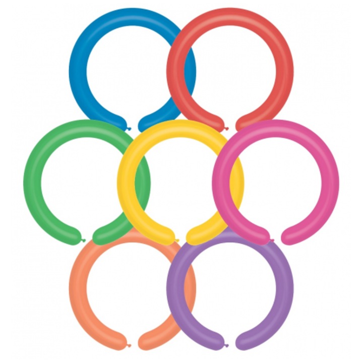 Балони за моделиране, комплект 100 бр, Годан, микс пастелни цветове, 140x5см