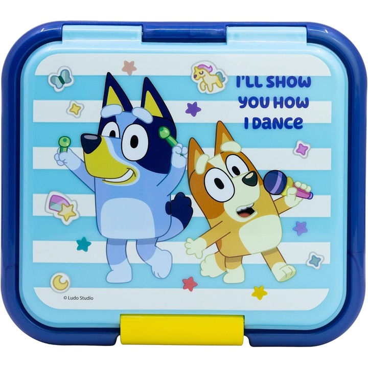 Многофункционална кутия за обяд Stor Bluey, 3 отделения, цветна, пластмасова
