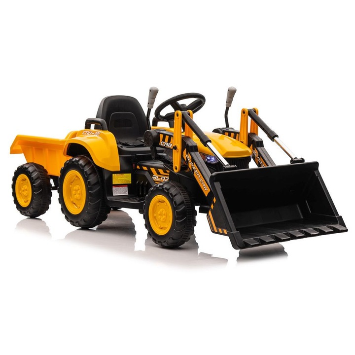 Tractor electric cu lopata, galben, 99x48x42cm