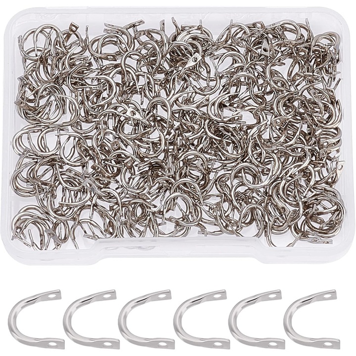Set 300 piese clevis spinner U-shaped, SUPERFINDINGS, alama platinata, 1mm, pescuit