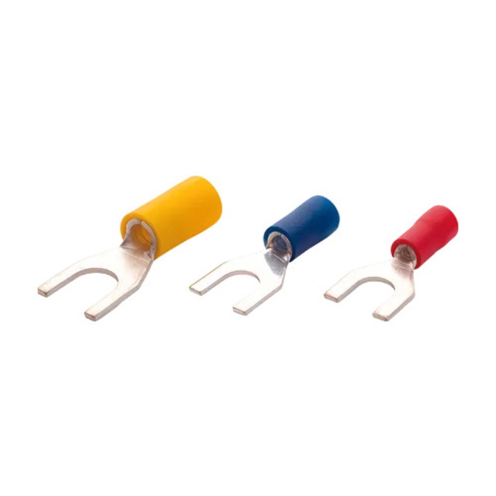 Terminale izolate tip furca, Plastim, 0.50-1.50mm, M3, 200buc/set, rosu