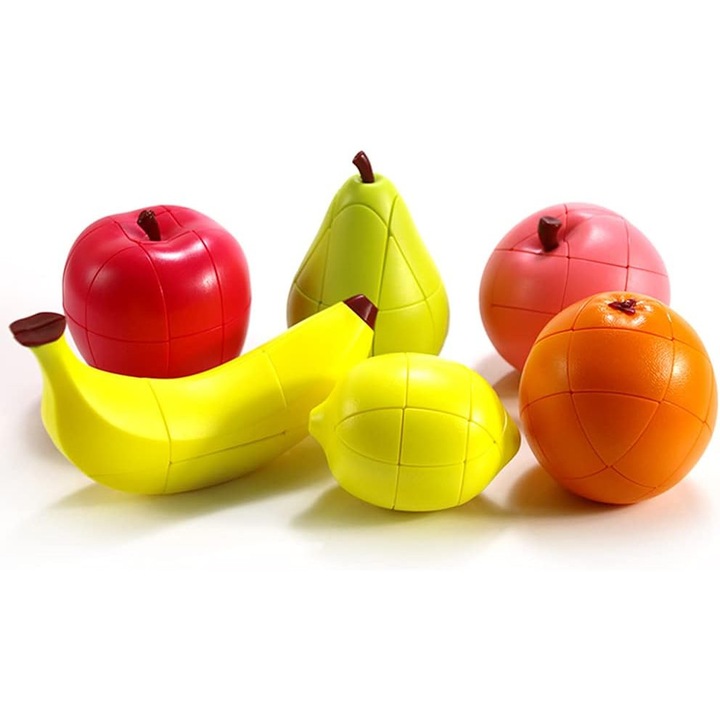 Set Cuburi Fructe 3D - 6 Piese, Jucarii Educationale, Puzzle