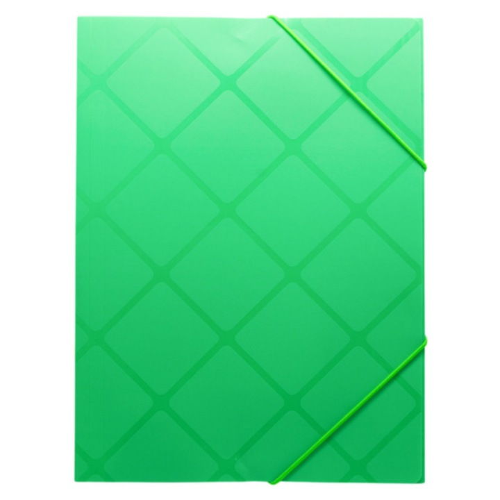 Папка с ластик A4, зелена, устойчива на износване пластмаса