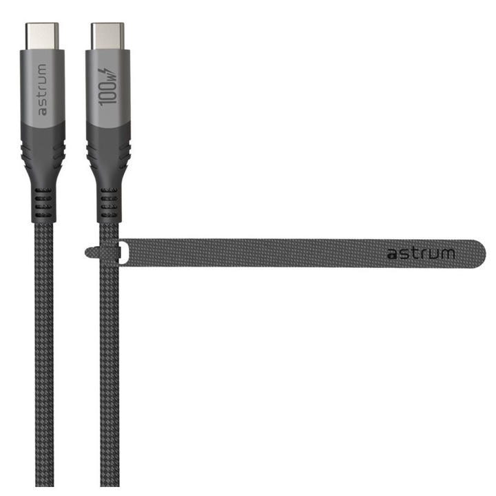 Astrum VerveMesh VMCC100 Type-C - Type-C szövetbevonatos adatkábel 5A, 2.0M szürke