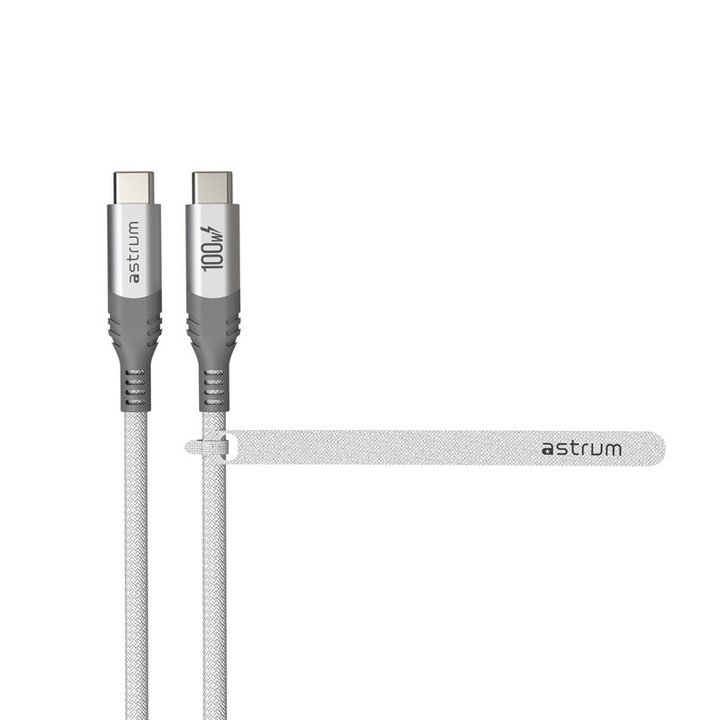 Astrum VerveMesh VMCC100 Type-C - Type-C szövetbevonatos adatkábel 5A, 2.0M fehér