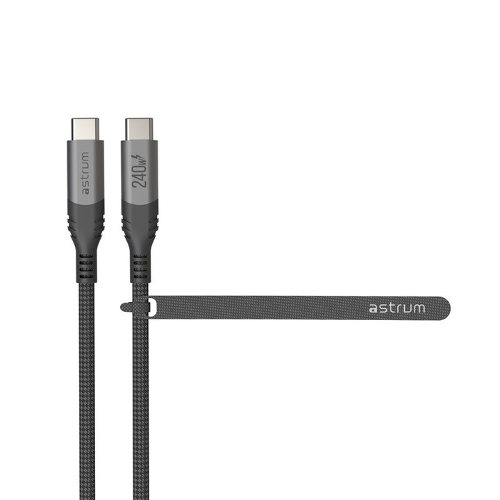 Astrum VerveMesh VMCC240 Type-C - Type-C szövetbevonatos adatkábel, 2.0M szürke