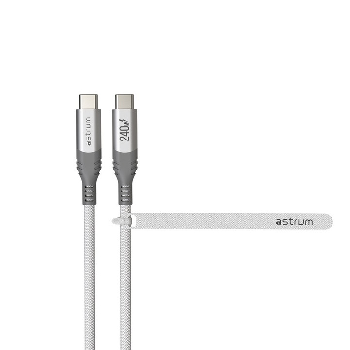 Astrum VerveMesh VMCC240 Type-C - Type-C szövetbevonatos adatkábel, 2.0M fehér