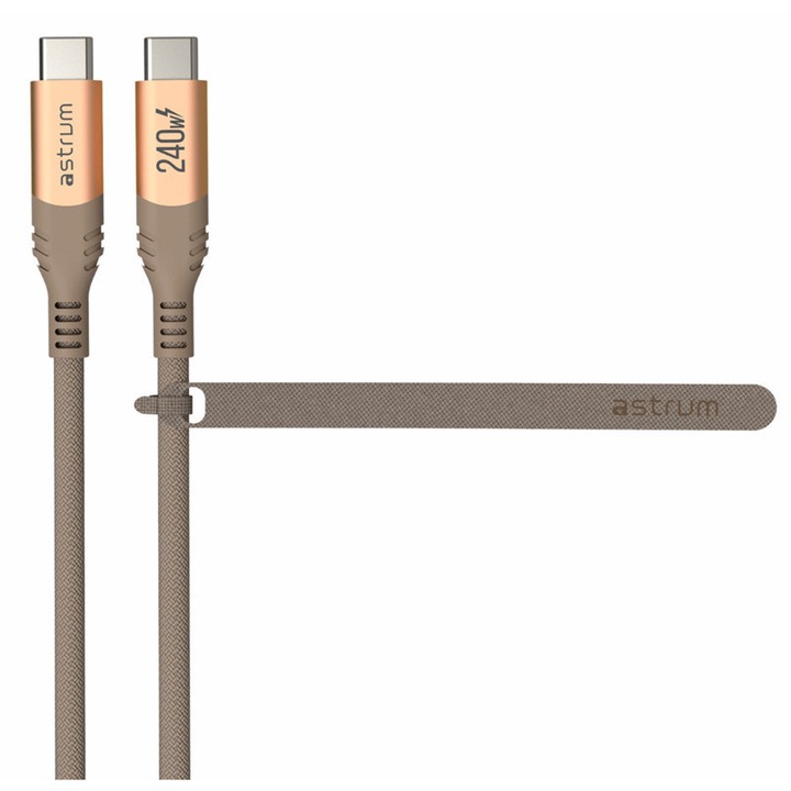Astrum VerveMesh VMCC240 Type-C - Type-C szövetbevonatos adatkábel, 2.0M arany