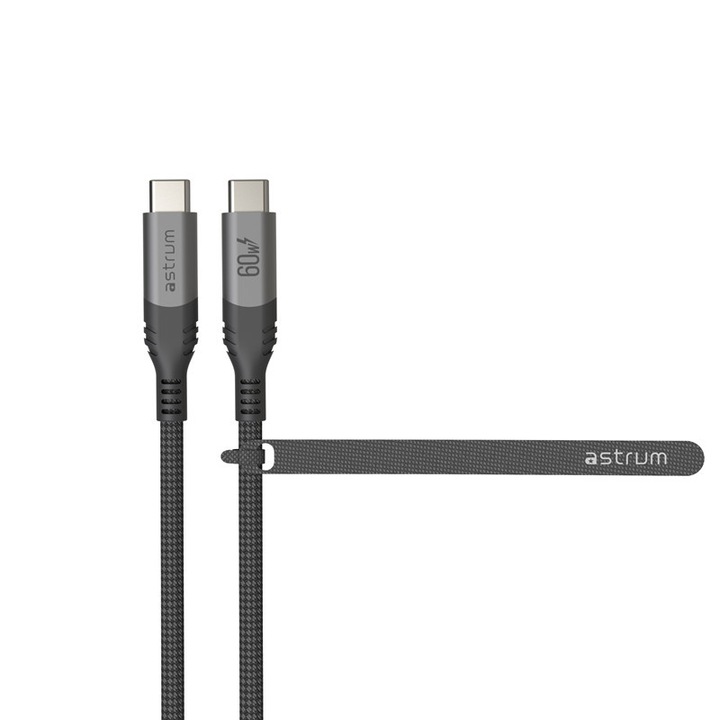 Astrum VerveMesh VMCC60 Type-C - Type-C szövetbevonatos adatkábel, 2.0M szürke