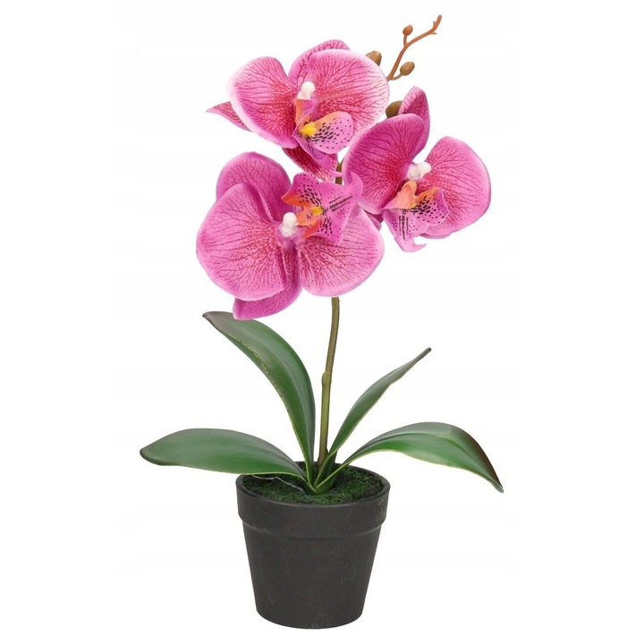 Orhidee artificiala Luka, roz, 31x8cm, in ghiveci