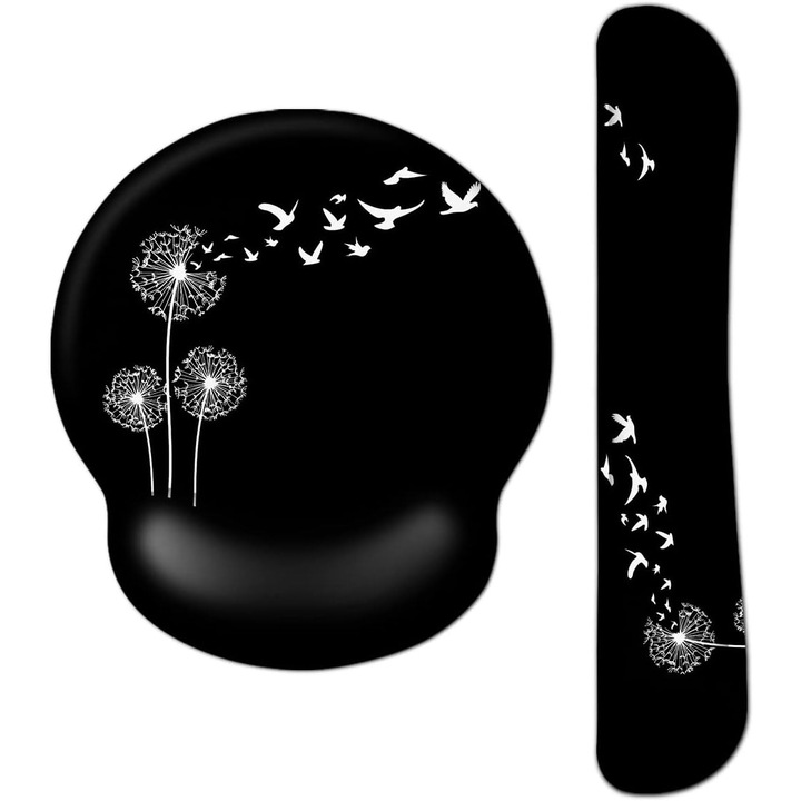 Mousepad ergonomic AOKSUNOVA 2-in-1, suport pentru încheietura alb, 22x25cm, 44x8cm