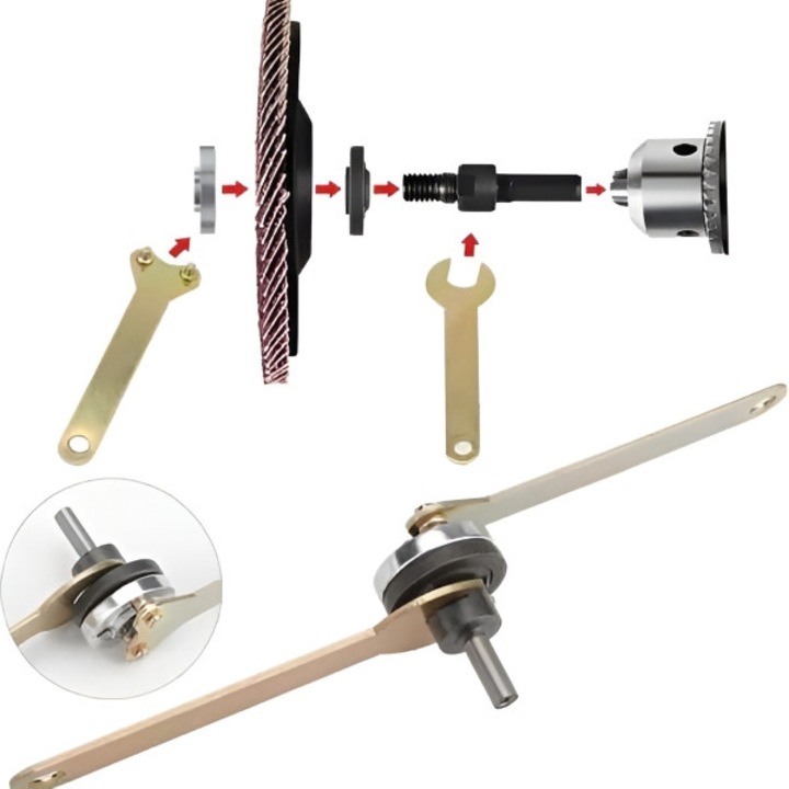 Adaptor polizor, transforma bormasina ta electrica intr-un polizor multifunctional, din metal de inalta calitate, durabilitate si performanta, compatibil cu axe de 6 mm si 10 mm, usor de instalat - GRINDROD VIXSON®