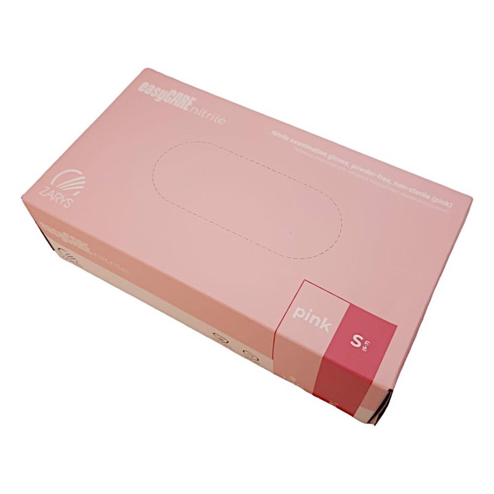 Manusi unica folosinta, Zarys, nitril, roz, marimea S, set 100 bucati