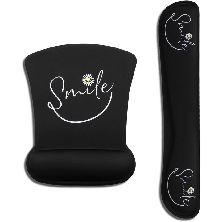 Set Suport Ergonomic pentru Tastatură și Mouse, AOKSUNOVA, Negru, 44x8x2.5cm, 25x20.2x2.5cm